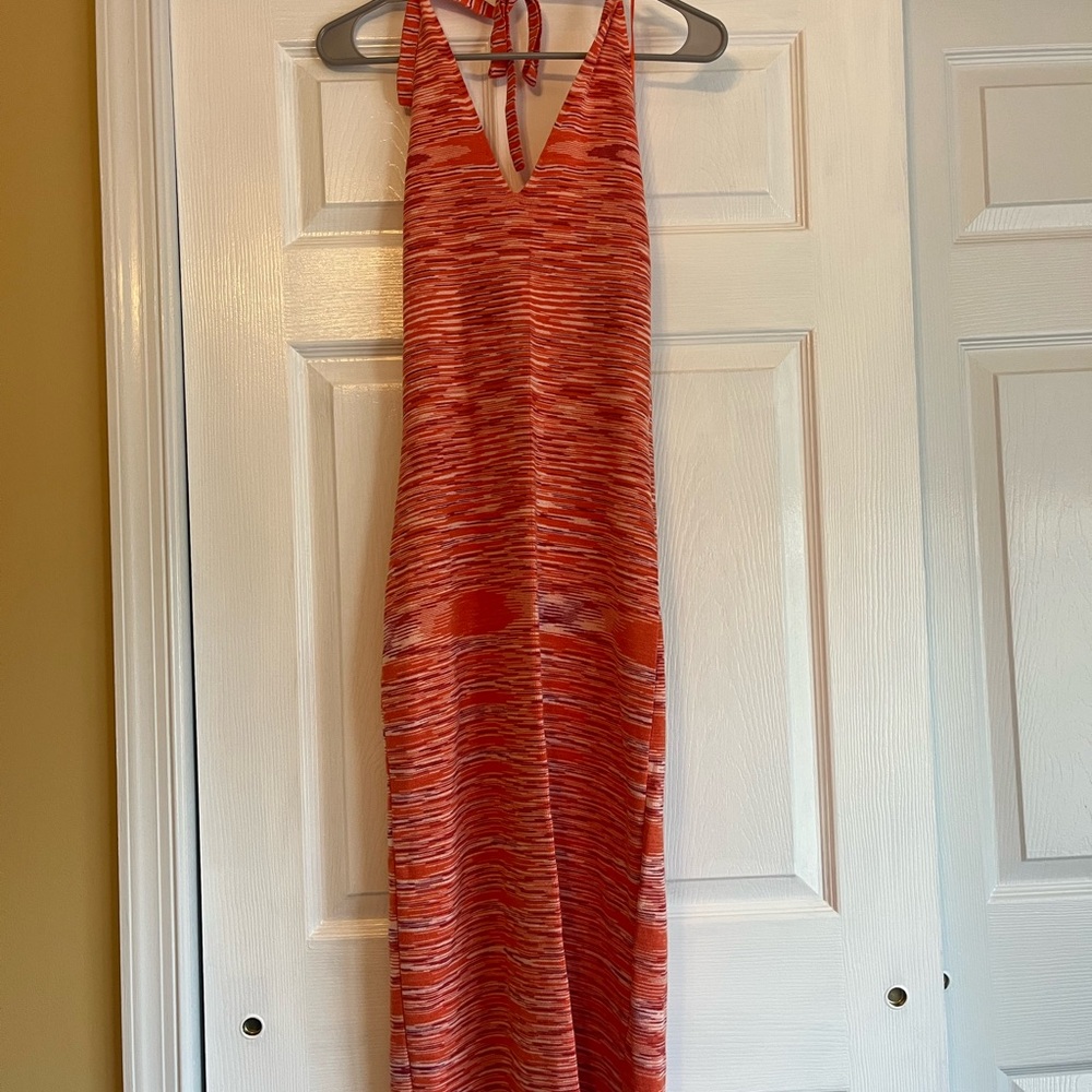 Sunset (Orange/Maroon/White) Halter Maxi Bodycon Beach Dress